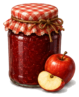 Illustrated jar of apple jam